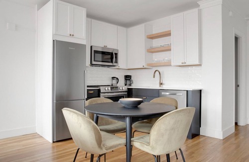 North Brookline Apartment | Upscale Brookline 1BR w/W/D, steps to Green Line, by Blueground