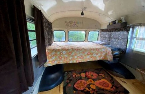 Chatham House | Vintage Short Bus Vacation Rental Nestled in the Forest near North Conway, New Hampshire