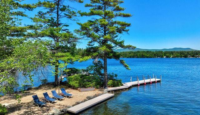 Beach & Mtn Views! Lakefront Moultonborough Home