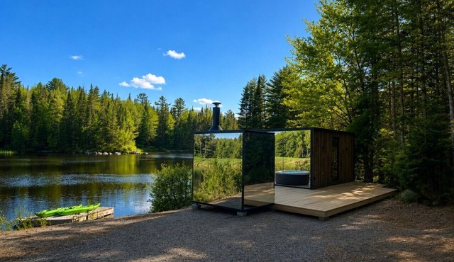 Blue Spruce Mirror House at FarAway Pond