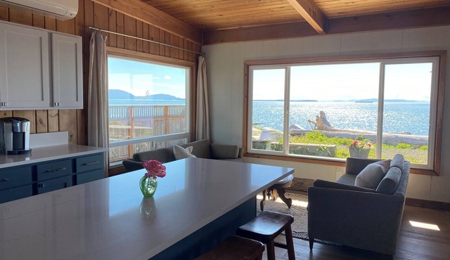 Charming beachfront cottage w/sweeping views of San Juan Islands with WiFi, AC in Ferndale