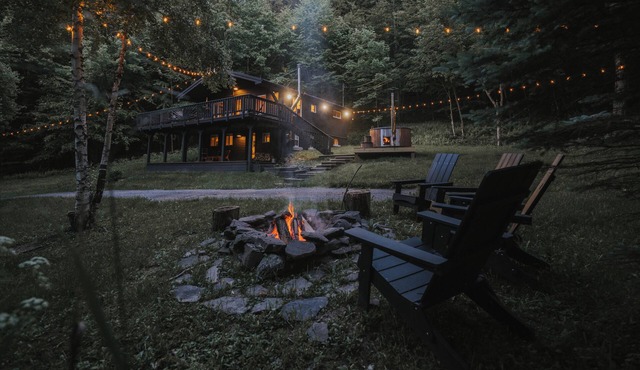 Cozy & Modern Catskills Cabin on 4 Acres with Wood Fired Hot Tub and Firepit