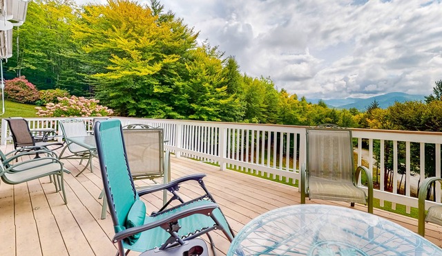 Dog-friendly, mountain-view home with deck, fireplace, W/D, & sledding hill