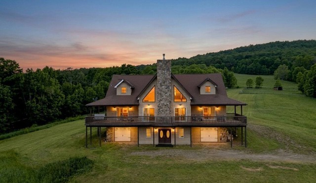 Expansive Getaway Designed for Gatherings with Game Room & Scenic Decks in Stamford, New York