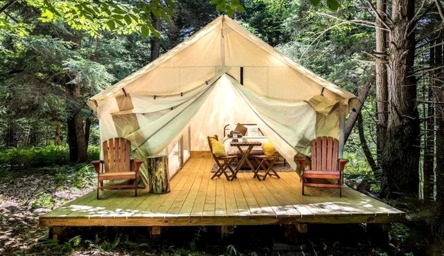 Glamping in New York in Fully-Equipped Safari Tents Located in Broadalbin