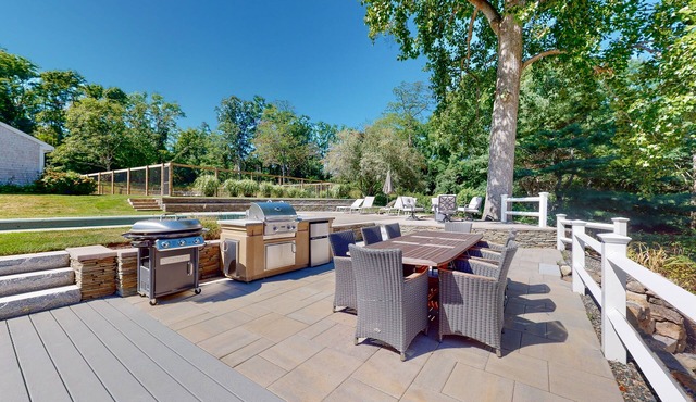 Historic Cape home with private pool, tennis court, summer kitchen, & game barn