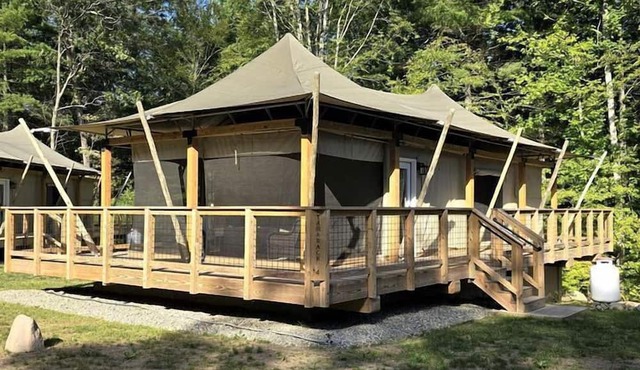 Safari Tent Glamping with Firepit & Forest Deck in Voluntown, Connecticut