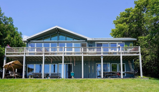 Scenic lakefront home with gas fireplace, high-speed WiFi, & patio