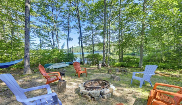 Serene Waterfront New Durham Home: Patio & Kayaks