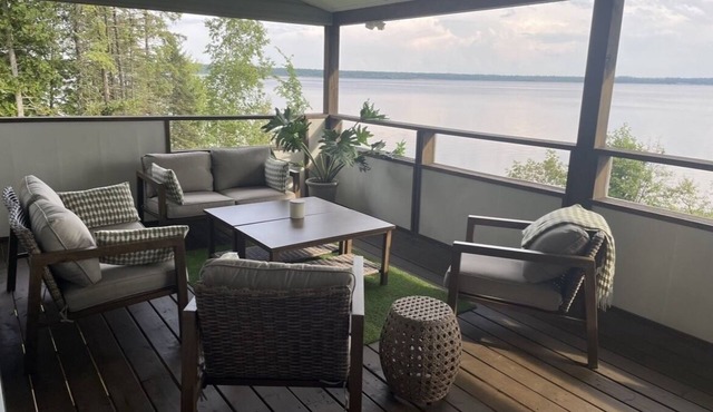 Spacious waterfront retreat with all the comforts of home.
