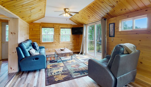 Tranquil lake view cabin with fireplace, gas grill, WiFi, smart TV, & deck