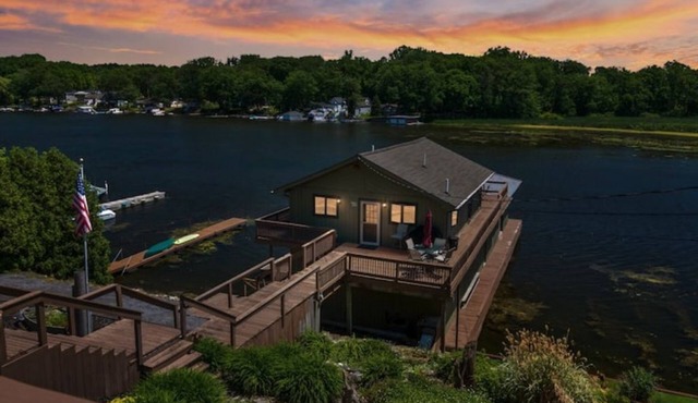 Unique lake house built overwater on the Great Lakes, Sodus Bay Lake Ontario
