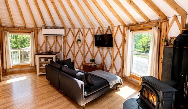 Cozy Yurt with Hot Tub and Graham Lake Access Near Acadia, Waltham, Maine